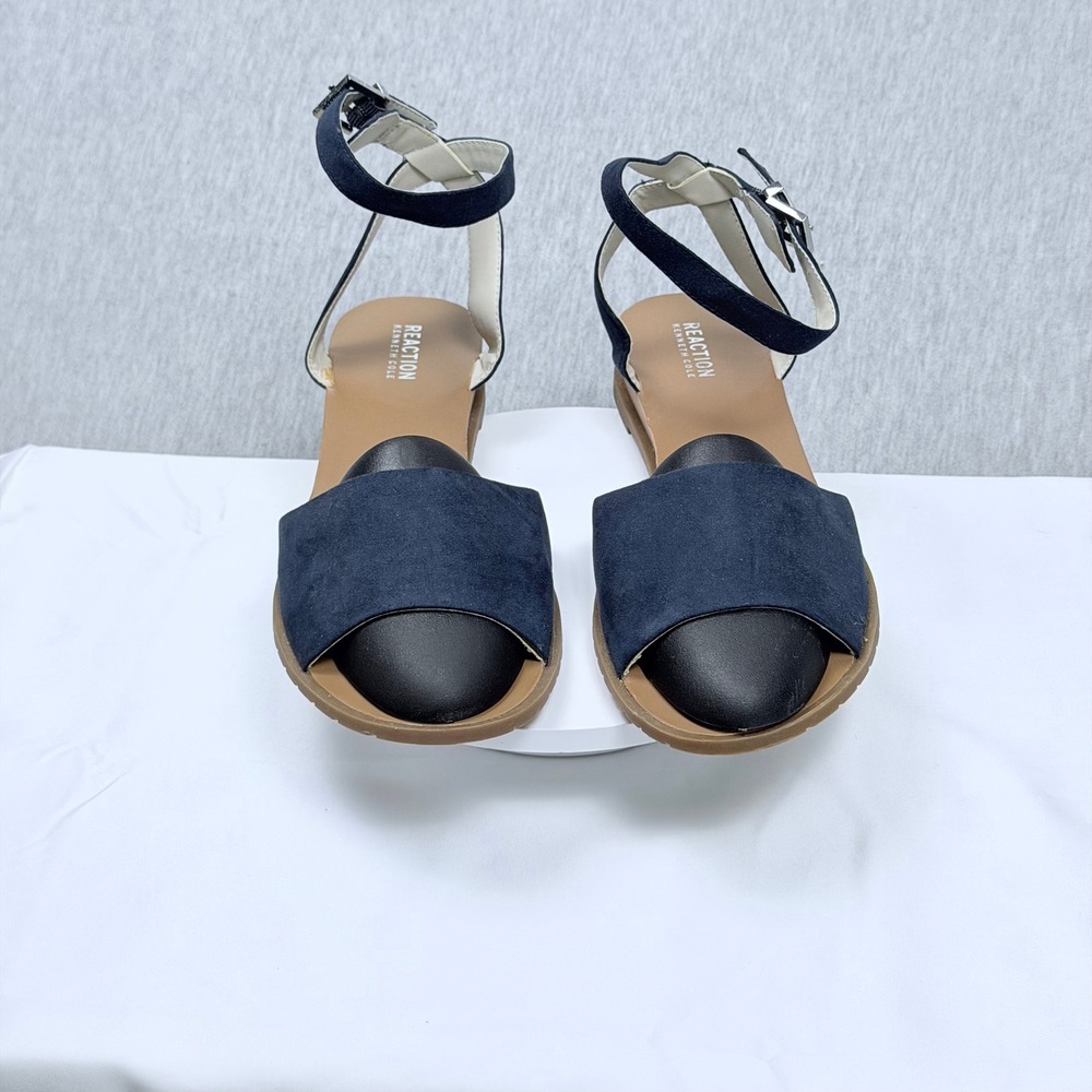 Kenneth Cole Reaction Jolly Navy Blue Ankle Strap Wedge Sandals Mens 12